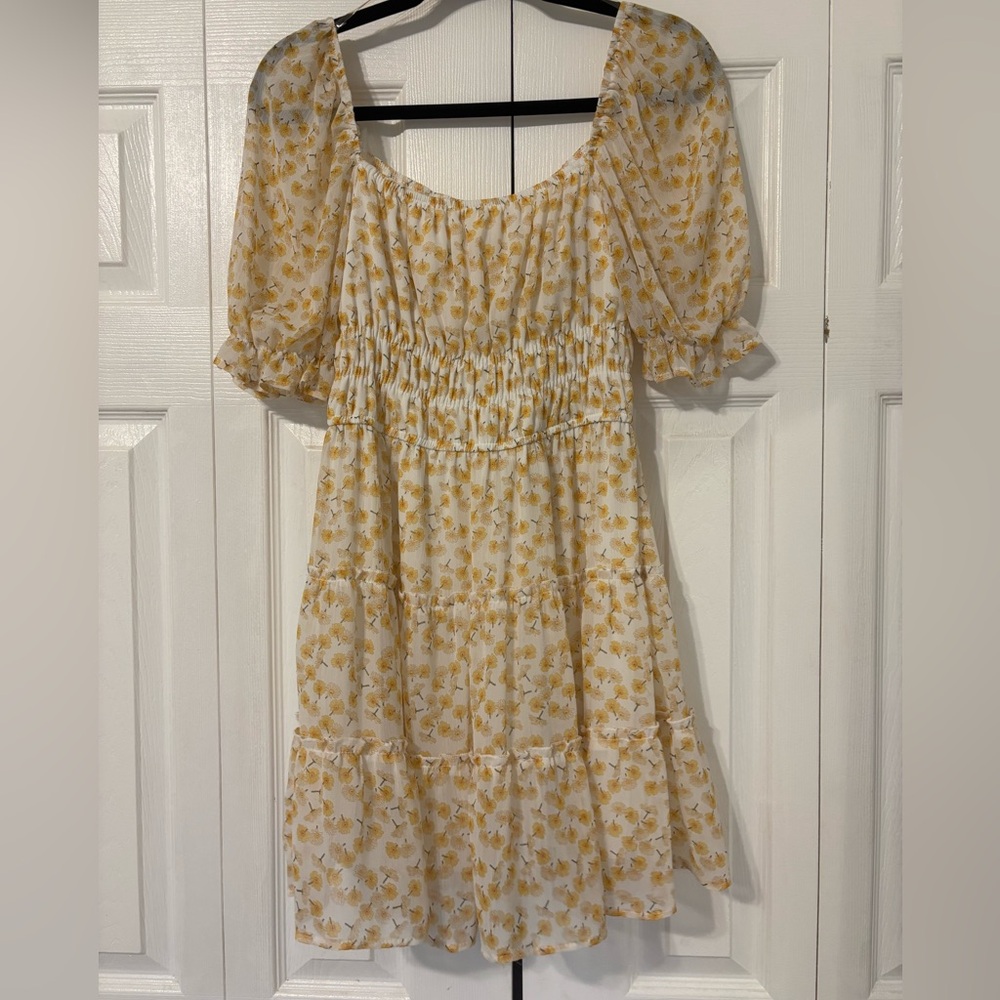Floral Puff Sleeve Sun Dress